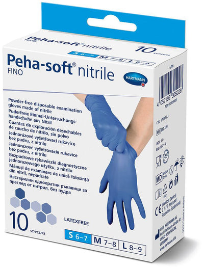 Peha-soft nitrile fino puderfrei strapazierfähiger Einmal-Handschuh, Einmal-Untersuchungs- /Schutzhandschuhe, Gr. S/M/L/XL, Pkg. á 10 Stück, Einweghandschuhe, Handschuhe, Einmal, 942220, 942221
942222 Hartmann