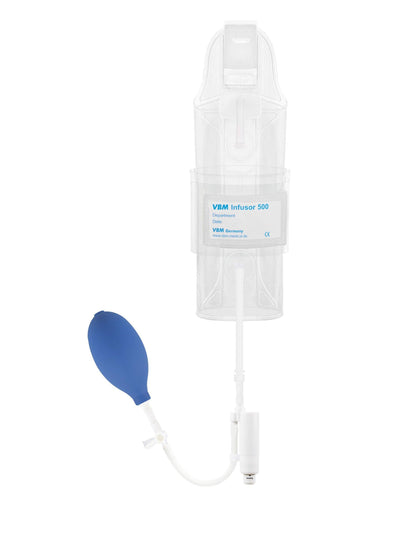 Infusor 500, 1000, 3000 transparente Druckinfusionsmanschette Handgebläse, Dreiwegehahn und farbkodierter Druckanzeige - Umschlagedesign mit Haken - Notemed Medizintechnik 
