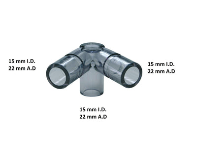 Y-Konnektor, rechtwinklig, 15 mm I.D./22 mm A.D., Pkg. / 10 Stück, 60-11-300 VBM