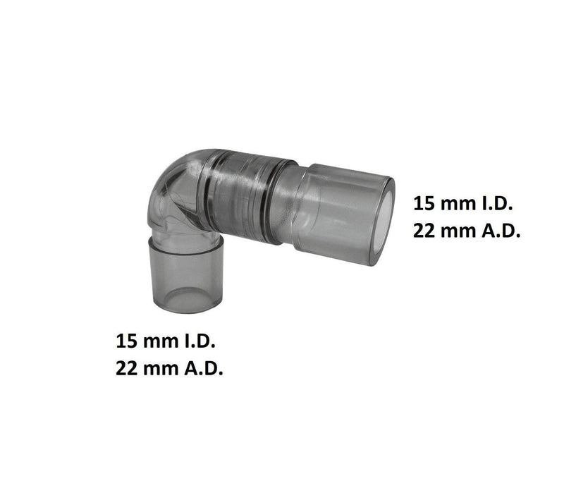 Maskenkrümmer 22 mm A.D./15 mm I.D. zu 22 mm I.D., Material: PC, PSU, Pkg. / 10 Stück - Notemed Medizintechnik 