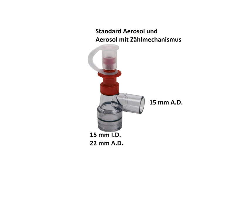 Tube Inhaler, zur Applikation von handelsüblichen Dosieraerosolen an intubierten Patienten, Pkg. / 10 Stück - Notemed Medizintechnik 