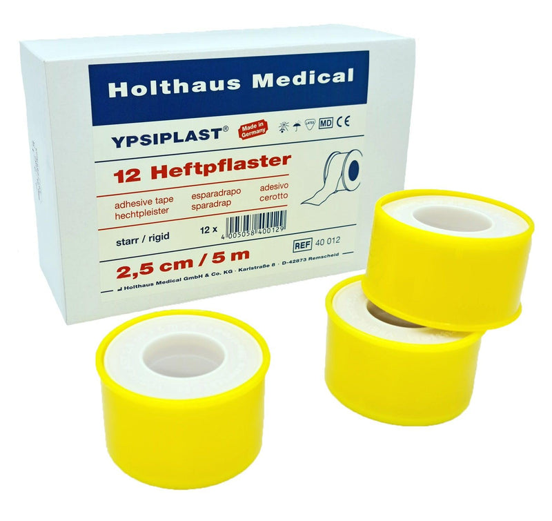 YPSIPLAST® Heftpflaster mit hoher Klebekraft, Spule mit Schutzring, 1,25cm x 5m, 2,5cm x 5m, 5cm x 5m, 40010, 
 40012, 
 40015 Holthaus