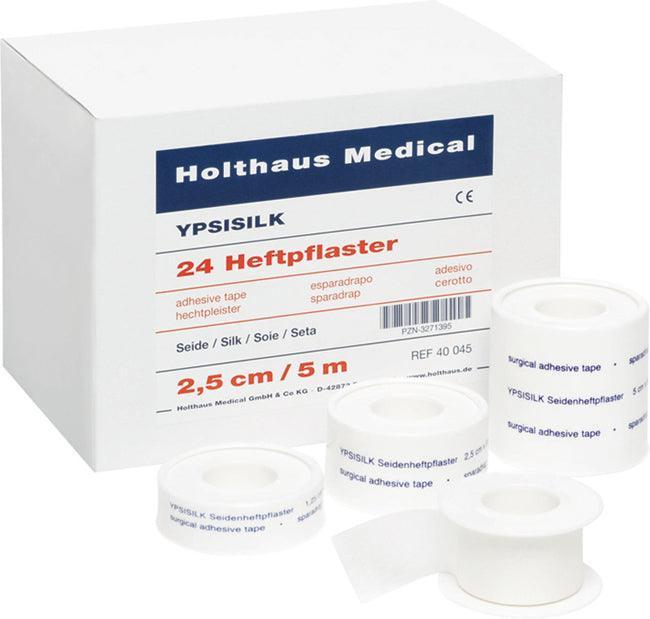 YPSISILK Heftpflaster, Spule Kunstseide, Spule mit Schutzring, 1,25cm x 5m, 1,25cm x 9,14m, 2,5cm x 5m, 2,5cm x 9,14m, 5 cm x 5 m - Notemed Medizintechnik 