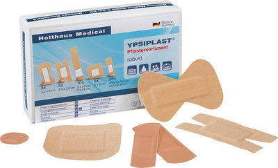 YPSIPLAST® Sortiment robust, 50-teiliges, Fingerkuppenverband, Fingergelenkverband, Quadratpflaster, Fingerverband, Fingerverband, Pflasterstrips Holthaus