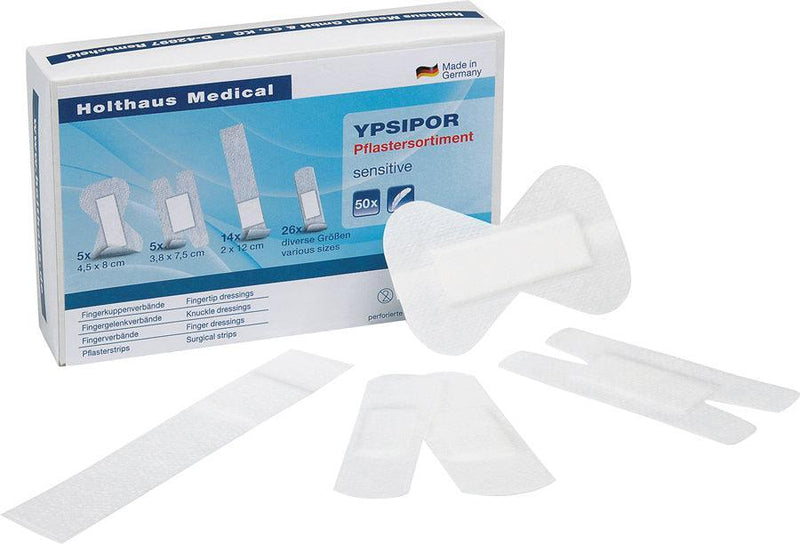 YPSIPOR Pflastersortiment sensitive, Fingerkuppenverband, Fingergelenkverband, Fingerverband, Pflasterstrips, 40500 - Notemed Medizintechnik 