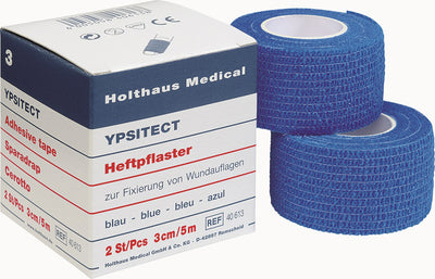YPSITECT Heftpflaster blau, Heftpflaster zur Fixierung von Wundauflagen, 2 Stück, 3cm x 5m, 40613 Holthaus