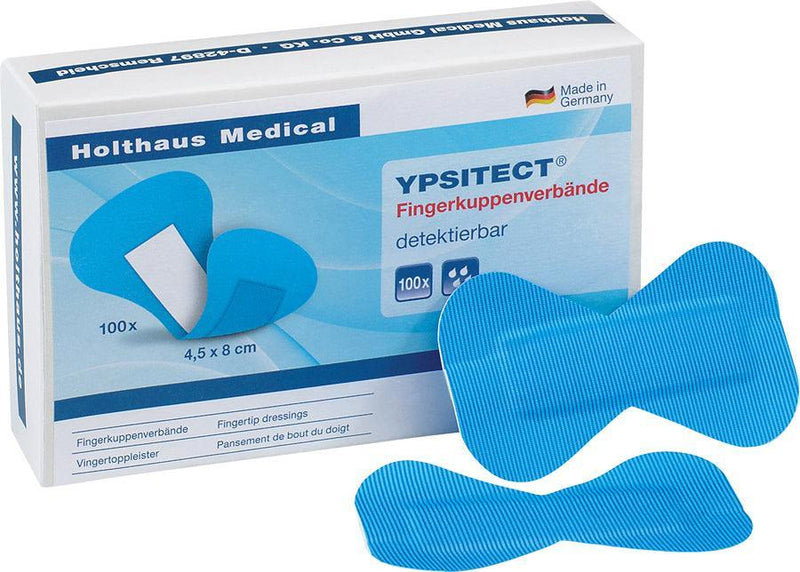 YPSITECT® Fingerkuppenverband, detektierbar durch Aluminiumstreifen unter der Wundauflage, 4,5 x 8 cm, 40651, 40652 - Notemed Medizintechnik 