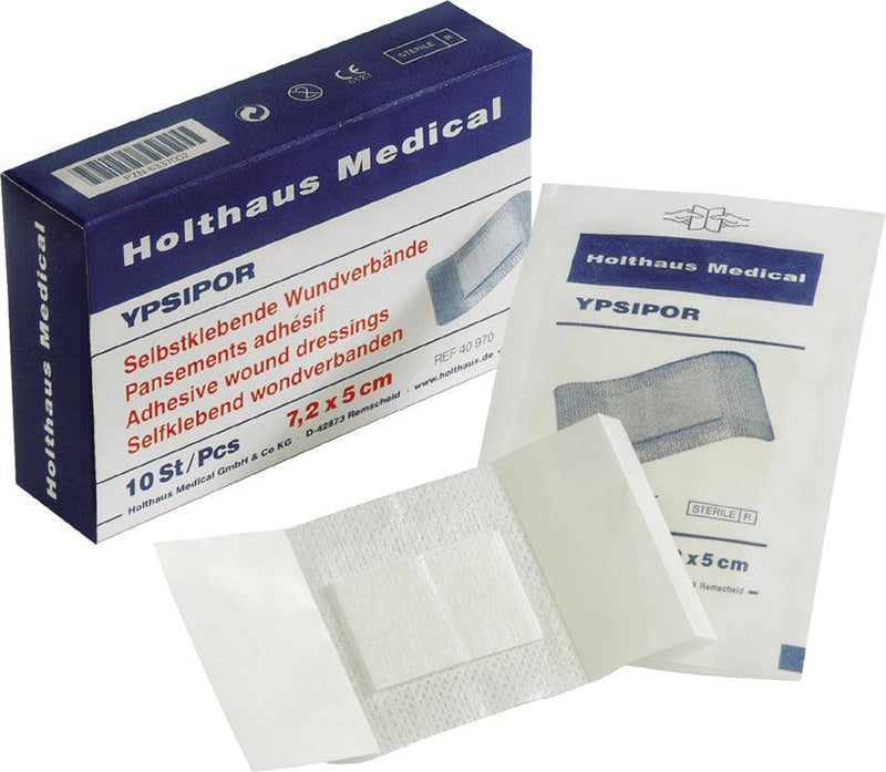 YPSIPOR Wundverband, Selbstklebender Wundverband mit zentralem Wundkissen, 7,2 cm x 5 cm, 8 cm x 10 cm, 10 cm x 10 cm, 15 cm x 10 cm, 20 cm x 10 cm - Notemed Medizintechnik 
