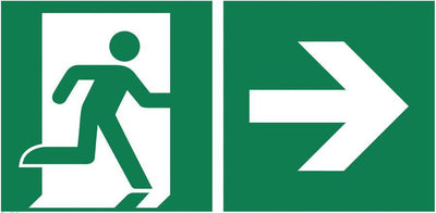 Rettungszeichen „Rettungsweg“ rechts nachleuchtend, 200 x 400 mm, 50310N - Notemed Medizintechnik 