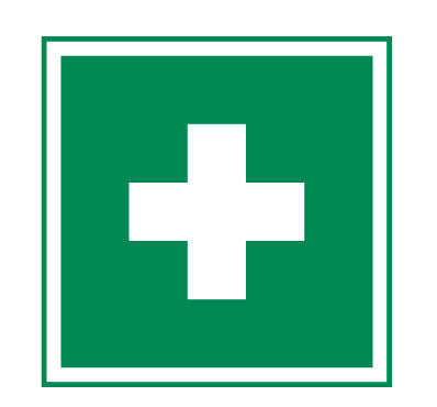 Rettungszeichen weiß / grün auf Trägerblatt, 52 x 52 mm, 50340 Holthaus