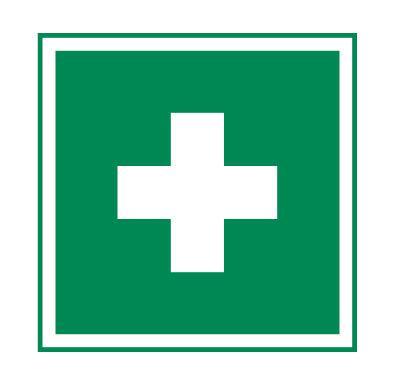 Rettungszeichen weiß / grün auf Trägerblatt, 52 x 52 mm, 50340 - Notemed Medizintechnik 
