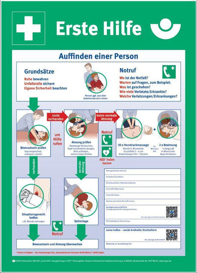 Tafel „Anleitung zur Ersten Hilfe“, 560 x 400 mm, 50322 - Notemed Medizintechnik 