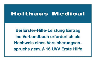 Aufkleber „Eintrag Verbandbuch“, 60 x 100 mm, 50350 Holthaus