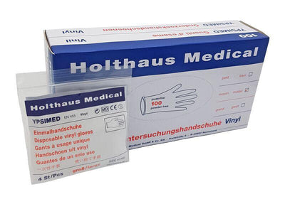 YPSIMED Vinyl Einmalhandschuhe, Nachfüllpackung für Verbandkästen, Packung à 4 Stück / á 2 Stück, groß, 50800, 50802 - Notemed Medizintechnik 