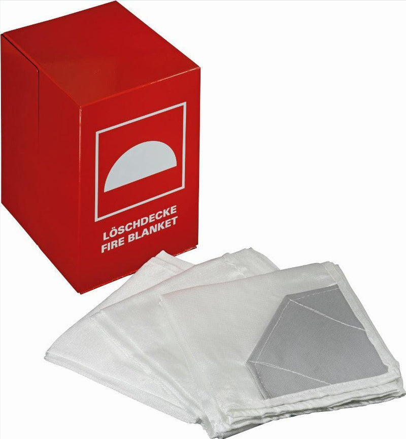 Löschdeckenbehälter Stahlblech, 30 x 30 cm, Feuerlöschdecke Thermoglas, Löschdecke, 200 x 160 cm, 81673, 81671 - Notemed Medizintechnik 