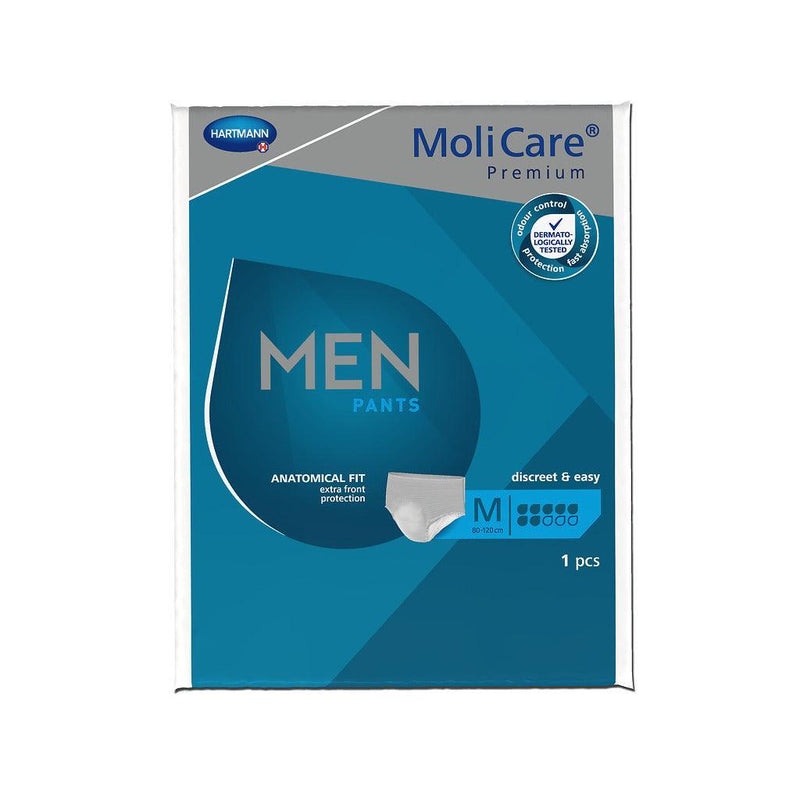 MoliCare Premium MEN PANTS 7 Tropfen M, Bauch/Hüftumfang 80-120 cm, Einweghöschen, speziell für Männer entwickelte Einweghosen, bei mittlerer Blasenschwäche, 915827, PZN14022471 - Notemed Medizintechnik 
