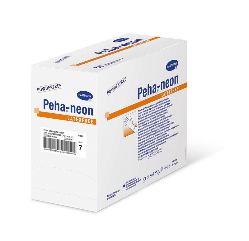 Peha-neon latexfree OP-Handschuhe, steril, Pkg. á 50 Paar, Gr. 5.5 bis Gr. 9, für alle chirurgischen Eingriffe, Latex- und puderfreie Einmal-OP-Handschuhe, Einweghandschuhe, 942544, 
942545, 
942546, 
942547, 
942548, 
942549, 
942551 Hartmann