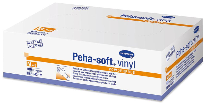 Peha-soft vinyl puderfrei strapazierfähiger medizinischer Handschuh, Einmal-Untersuchungs- /Schutzhandschuhe, Gr. XS/S/L/XL, Pkg. á 100 Stück, Einweghandschuhe, Handschuhe, Einmal, 942169, 942170, 
942171, 
942172, 
942173 Hartmann