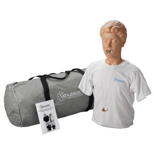 Lebensgroßer Torso für Erste-Hilfe-Übungen mit Heimlich-Handgriff und blockierten Atemwegen.