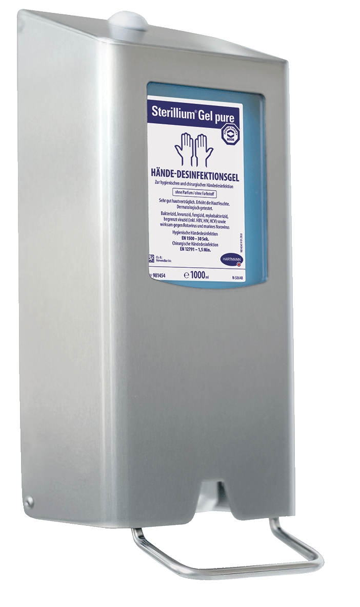 CleanSafe extra Spender, CleanSafe extra - Manuell bedienbarer Edelstahl-Dosierspender, 981447 - Notemed Medizintechnik 