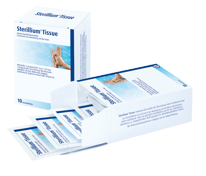 Sterillium Tissue, Pkg. á 10 Stück, praktisches Hände-Desinfektionstuch für unterwegs, universell und überall einsetzbar, 981229 - Notemed Medizintechnik 