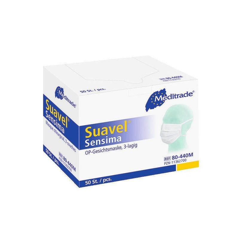 Suavel® Sensima, Hypoallergen, Mundschutz, OP-Maske für Allergiker, weiß, OP-Maske nach EN 14683, Typ II für sensible Anwender, 80-440M - Notemed Medizintechnik 
