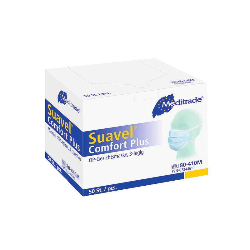 Suavel® Comfort Plus, Mundschutz, OP-Maske zum Binden, blau, OP-Maske nach EN 14683, Typ II, 80-410M - Notemed Medizintechnik 