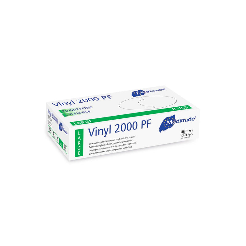 Vinyl 2000 PF
 Untersuchungshandschuh aus Vinyl, puderfrei, X-Large (9), Large (8-8,5), Medium (7-7,5), Small (6-6,5), Small (6-6,5), X-Small (5,5), 1251XL, 
 1251L, 
 1251M, 
 1251S, 
 1251XS - Notemed Medizintechnik 