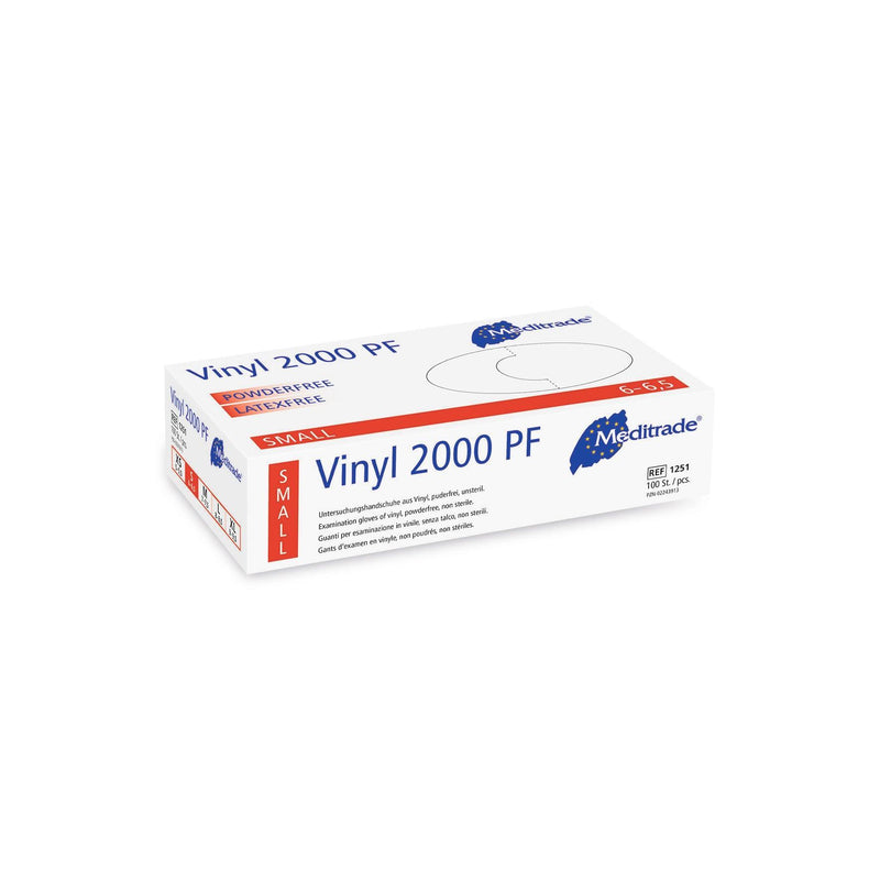 Vinyl 2000 PF
 Untersuchungshandschuh aus Vinyl, puderfrei, X-Large (9), Large (8-8,5), Medium (7-7,5), Small (6-6,5), Small (6-6,5), X-Small (5,5), 1251XL, 
 1251L, 
 1251M, 
 1251S, 
 1251XS - Notemed Medizintechnik 