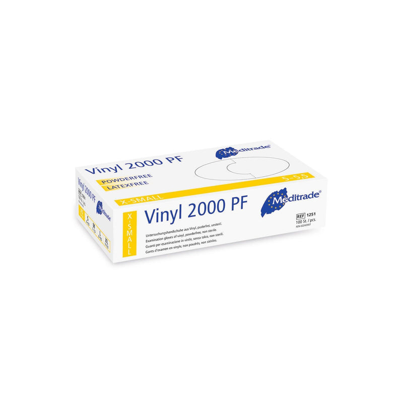 Vinyl 2000 PF
 Untersuchungshandschuh aus Vinyl, puderfrei, X-Large (9), Large (8-8,5), Medium (7-7,5), Small (6-6,5), Small (6-6,5), X-Small (5,5), 1251XL, 
 1251L, 
 1251M, 
 1251S, 
 1251XS - Notemed Medizintechnik 