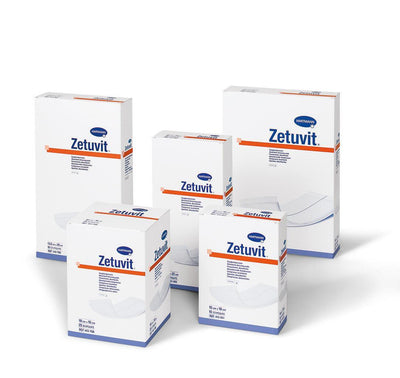 Zetuvit 10 x 10 cm, 10 x 20 cm, 13,5 x 25 cm, 20 x 20 cm, 20 x 40 cm, unsteril, Saugkompresse, 413801, 413802, 413805, 413803, 413804 - Notemed Medizintechnik 