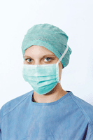Foliodress mask Comfort Perfect grün, OP-Maske, Einwegmaske, Gesichtsmaske, mit ultraschallverschweißten Bändern; für normal empfindliche Haut, 992143 - Notemed Medizintechnik 