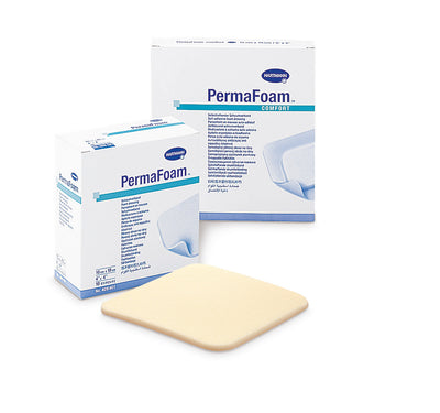 PermaFoam classic Tracheostomy Schaumverband 8 x 8 cm, zur Versorgung von Eintrittsstellen wie Tracheostomiekanülen und Sondenapplikationen; 882005 Hartmann