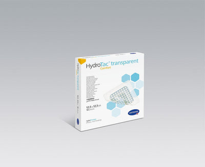 HydroTac transp. comfort, 8 x 8cm, 12,5 x 12,5 cm, 10 x 20 cm, 6,5 x 10 cm, steril, einzeln eingesiegelt, Wundauflage mit einem hautfreundlichen umlaufenden Kleberand, 685925, 
685926, 
685927, 
685928 - Notemed Medizintechnik 