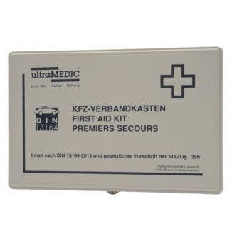 KFZ-Verbandkasten aus ABS-Kunststoff, ultraTRAFFIC, mit Füllung DIN 13164, grau, SAN-0176 - Notemed Medizintechnik 