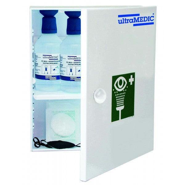 Stahlschrank mit Augenspülset, Kompakter Stahlschrank, ultraAQUA-SAFE, SAN-0240 - Notemed Medizintechnik 