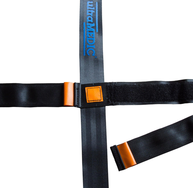 Rückhaltegurtsystem für SPINEBOARD mit Klettveschluß, ultraSTRAPS "GURTSYSTEM", Rückhaltesystem, orange, SAN-0281 - Notemed Medizintechnik 