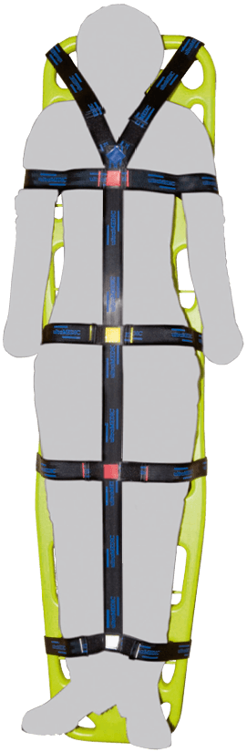 Rückhaltegurtsystem für SPINEBOARD mit Klettveschluß, ultraSTRAPS "GURTSYSTEM", Rückhaltesystem, orange, SAN-0281 - Notemed Medizintechnik 