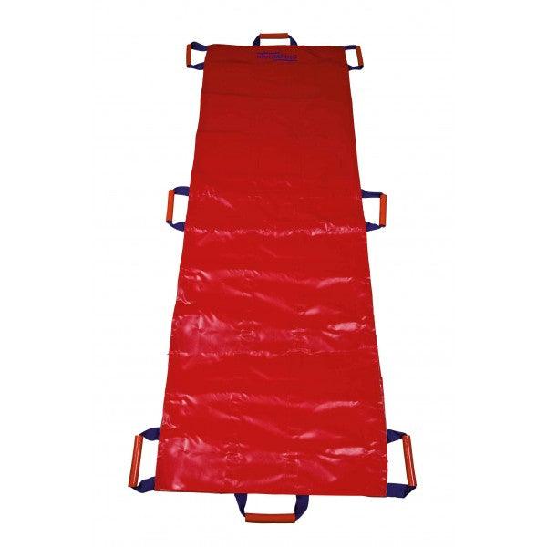Rettungstuch, aus ultraPLAN, mit 8 ergonomischen Kunststoff-Tragegriffen, ohne Fußsack, gemäß DIN EN 1865, ultraSAVER "SPEZIAL", beschichtetes Rettungstuch, rot, SAN-0556 - Notemed Medizintechnik 
