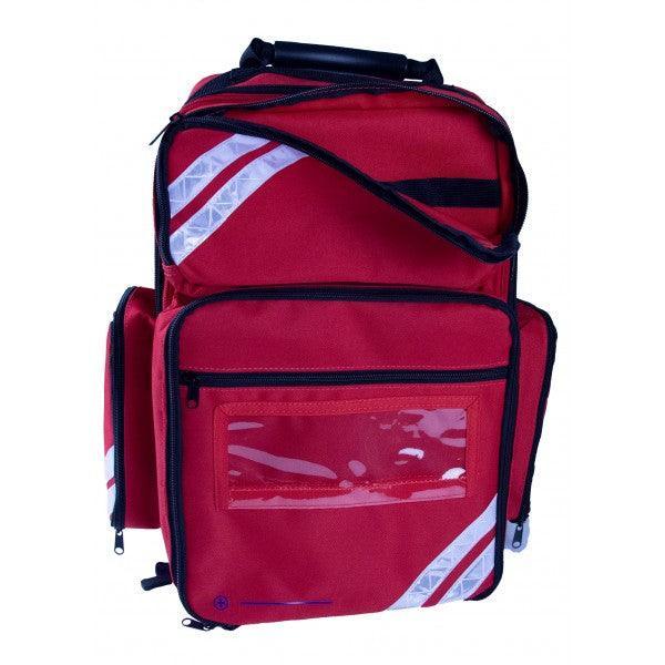 Notfallrucksack, Rettungsrucksack, inkl. DIN 14142 + Sonderequipment „Helfer vor Ort“, Leichter und kompakter Rettungsrucksack, Corduramaterial, farbig gekennzeichnete Modultaschen, mit kleiner Erstversorgerfüllung (FW), ultraRESCUE LITE, SAN-400-R-FR - Notemed Medizintechnik 