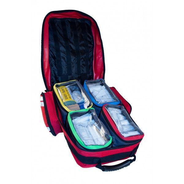 Notfallrucksack, Rettungsrucksack, Leichter und kompakter Rettungsrucksack, Corduramaterial, farbig gekennzeichnete Modultaschen, ultraRESCUE LITE, SAN-400-R - Notemed Medizintechnik 
