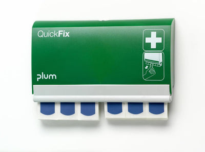 QuickFix Pflasterspender inkl. 2 x 45 Stk. Pflastern, BLAU, DETECTABLE mit integrierter Metallfläche, für Lebensmittelindustrie, 5503 - Notemed Medizintechnik 