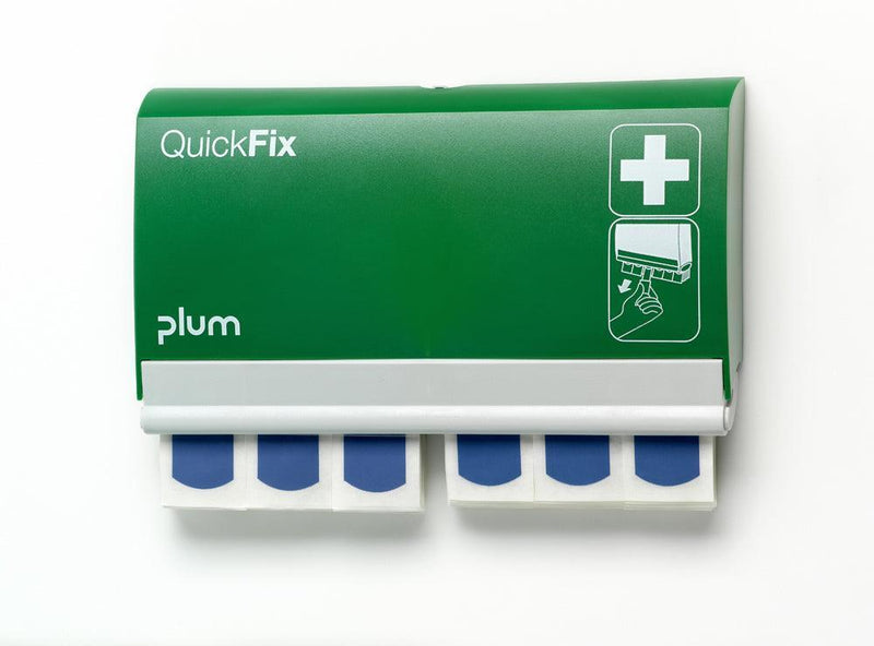 QuickFix Pflasterspender inkl. 2 x 45 Stk. Pflastern, BLAU, DETECTABLE mit integrierter Metallfläche, für Lebensmittelindustrie, 5503 - Notemed Medizintechnik 